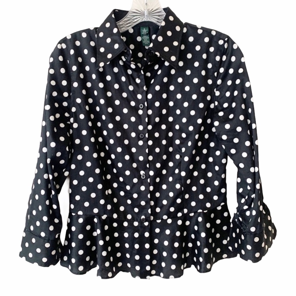 RALPH LAUREN button Officecore up peplum shirt size‎ 2